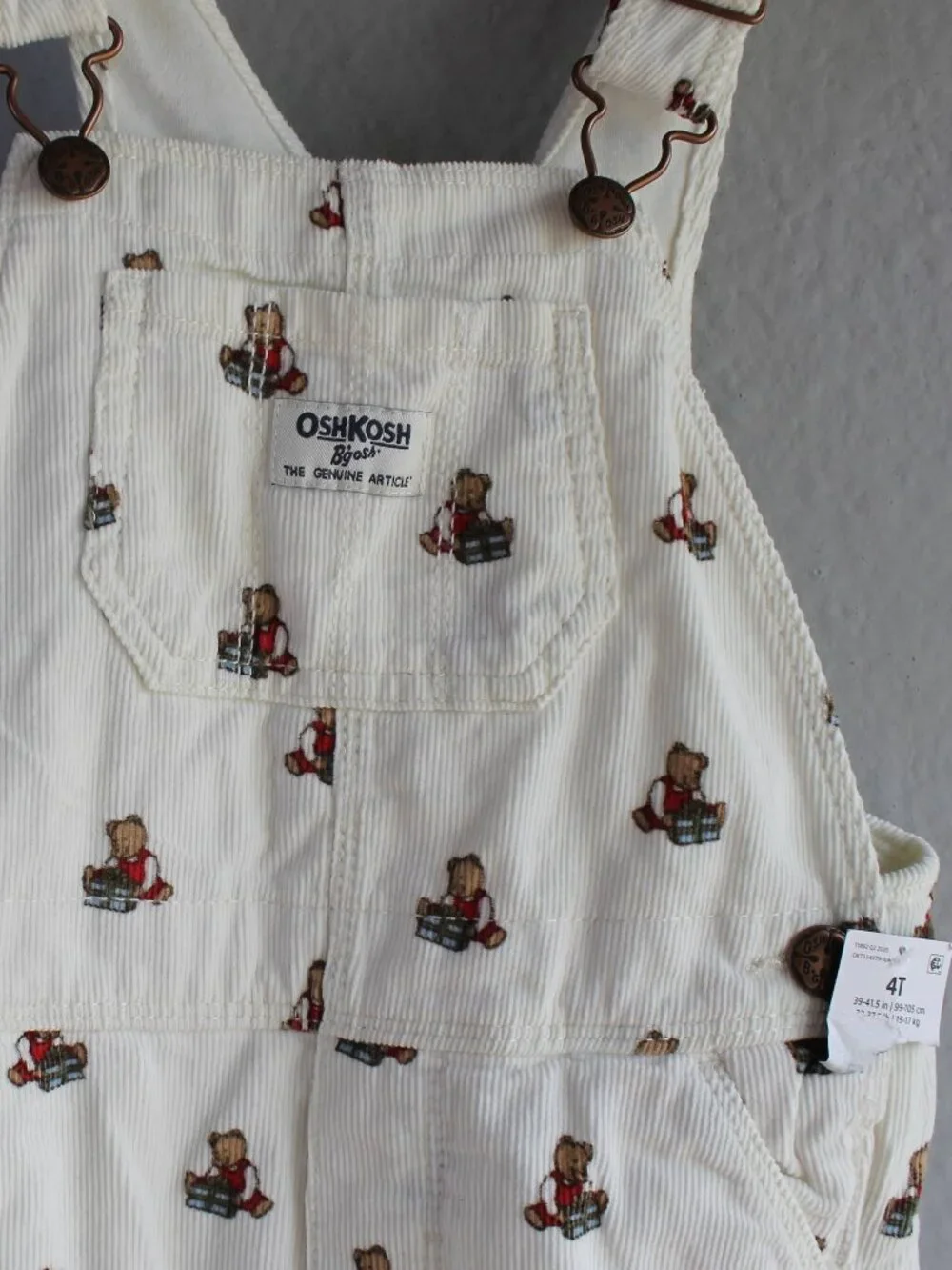 NWT OshKosh B'gosh Overalls 4T Boys Girls Teddy Bears All Over Print Vintage AOP